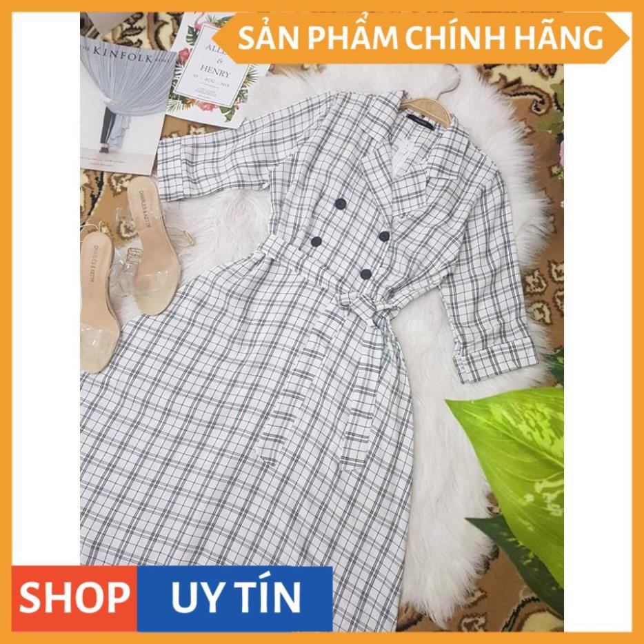 Đầm xoè sọc cổ vest tay lỡ phối nút cực xinh, ĐI CHƠI ĐI DỰ TIỆC đều đẹp, hàng cao cấp tại Thời Trang VADA (D322)