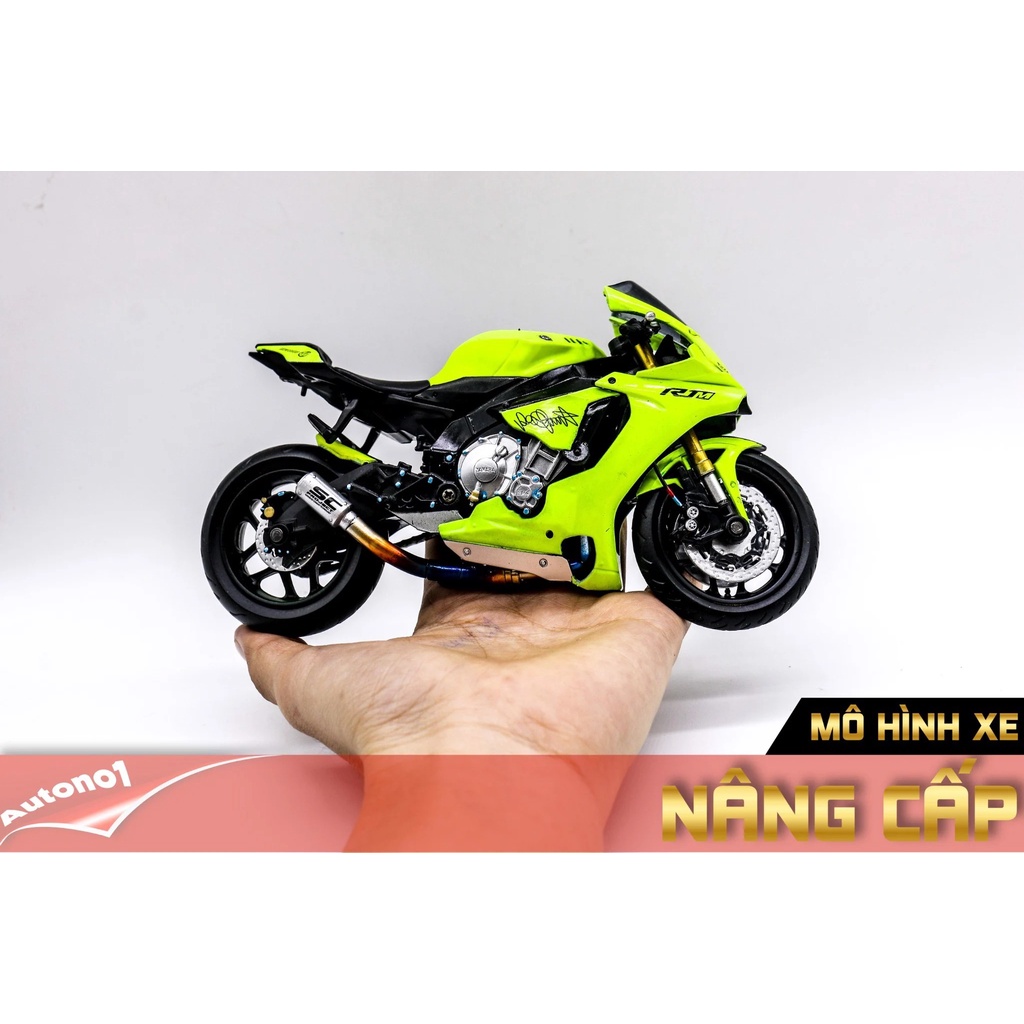 MÔ HÌNH XE YAMAHA YZF R1M GREEN ĐỘ PÔ SC 1:12 AUTONO1 D192