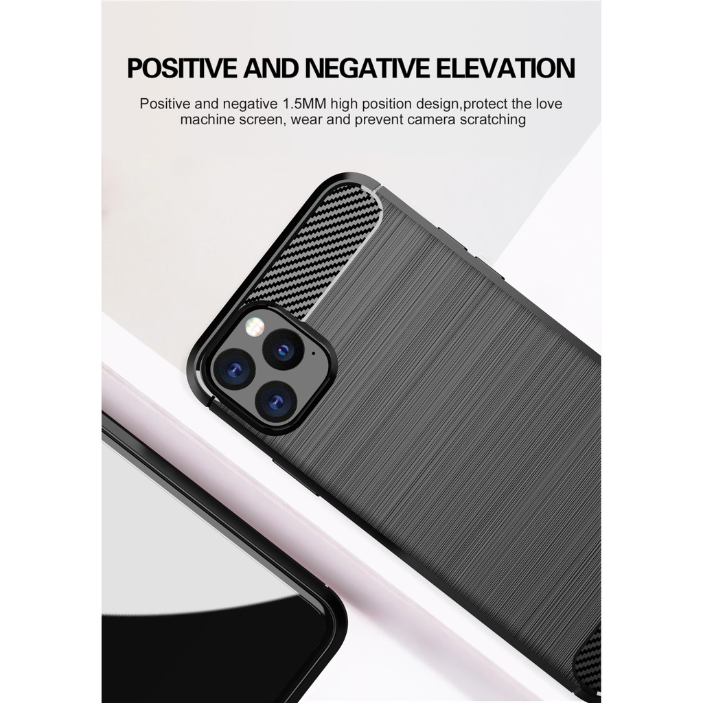 Ốp lưng iPhone 11 / iPhone 11 Pro / iPhone 11 Pro Max Carbon phay xước chống sốc chống vân tay