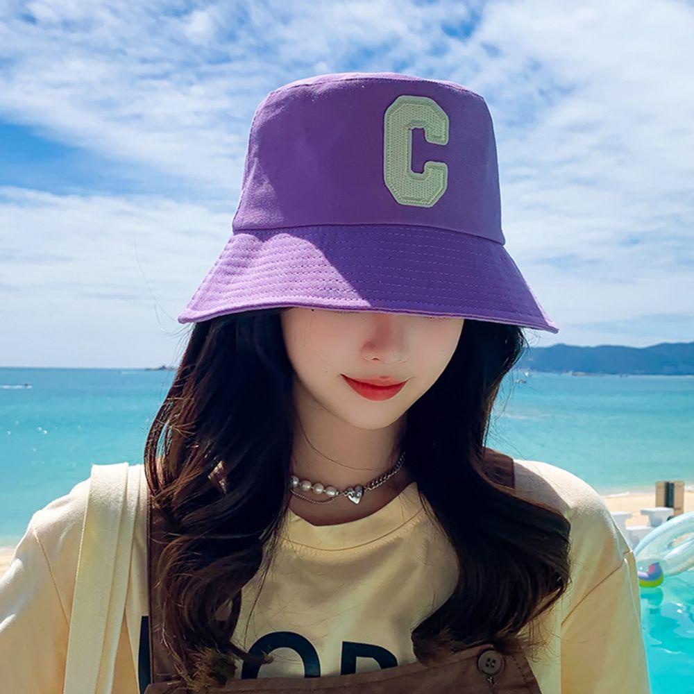 Mũ Bucket Màu Sắc Đơn Giản In Chữ Phong Cách Hàn Quốc Cho Nữ