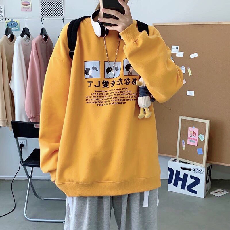 Ao sweater nỉ nam in chữ Hàn Quốc, áo thu đông nam chất nỉ | BigBuy360 - bigbuy360.vn