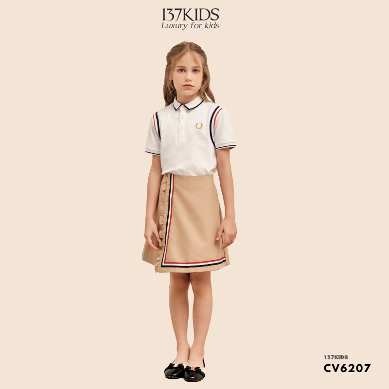 Quần váy chữ A vạt chéo thiết kế 137Kids cạp lưng chun co giãn cho bé gái