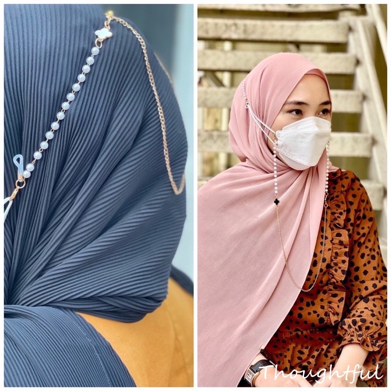 Khóa Từ Tính Gắn Dây Đeo Khẩu Trang Đính Đá Phong Cách Hijab