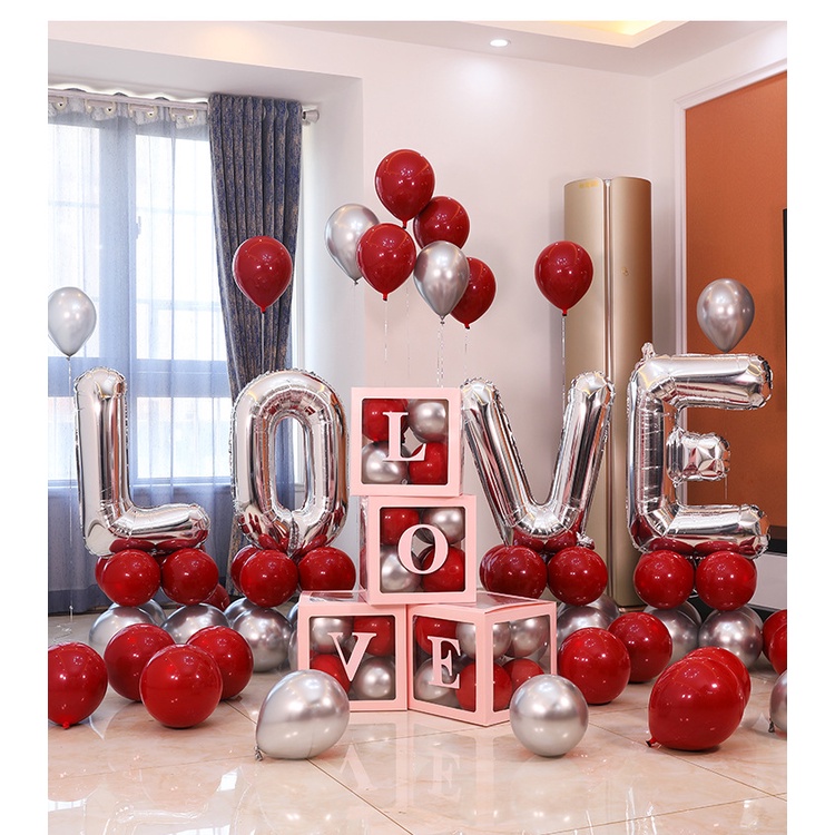 Set 4 Hộp Đựng Bong Bóng Trong Suốt Dùng Trang Trí Tiệc Sinh Nhật/ Đám Cưới DIY