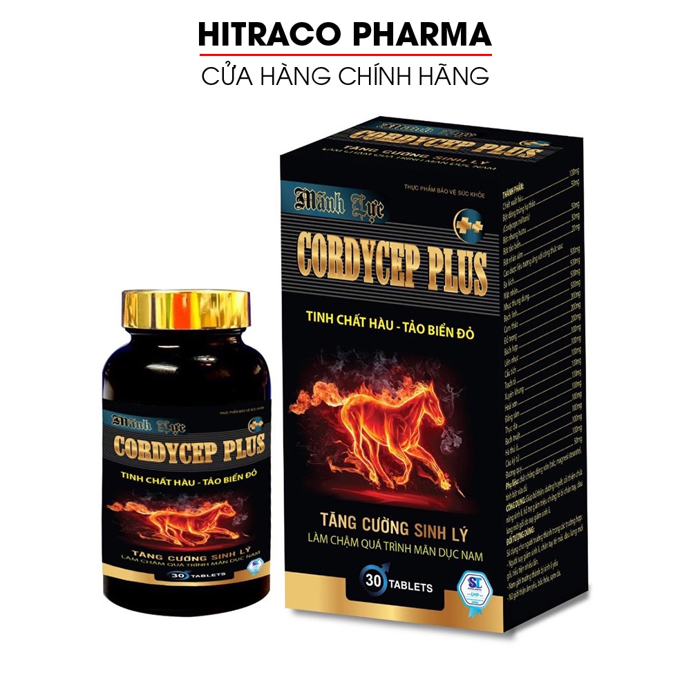 Tinh chất Hàu biển Tảo biển đỏ Cordycep tăng cường sinh lý nam, bổ thận tráng dương - Hộp 30 viên [Cordycep Plus Đen]