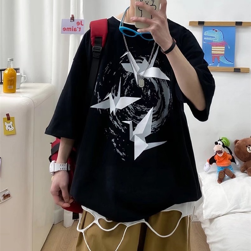 Áo Thun Tay Ngắn Cổ Tròn Dáng Rộng In Họa Tiết Hoạt Hình Thoải Mái Thời Trang Mùa Hè Cho Nam Và Nữ size M-5XL