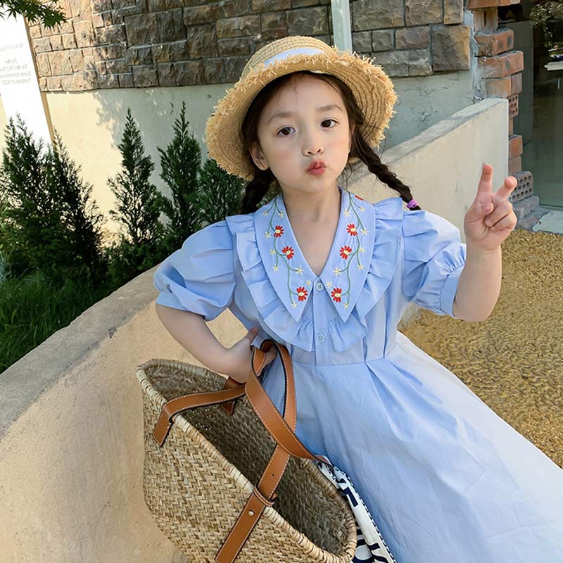 GẤU LEADER Váy ren ngọt ngào của trẻ em Váy thêu hoa cô gái mùa hè