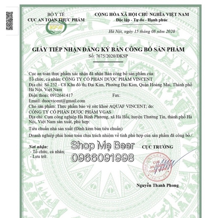 Canxi Aquaf Vincent cho bà bầu, trước và sau sinh, người già và trẻ em