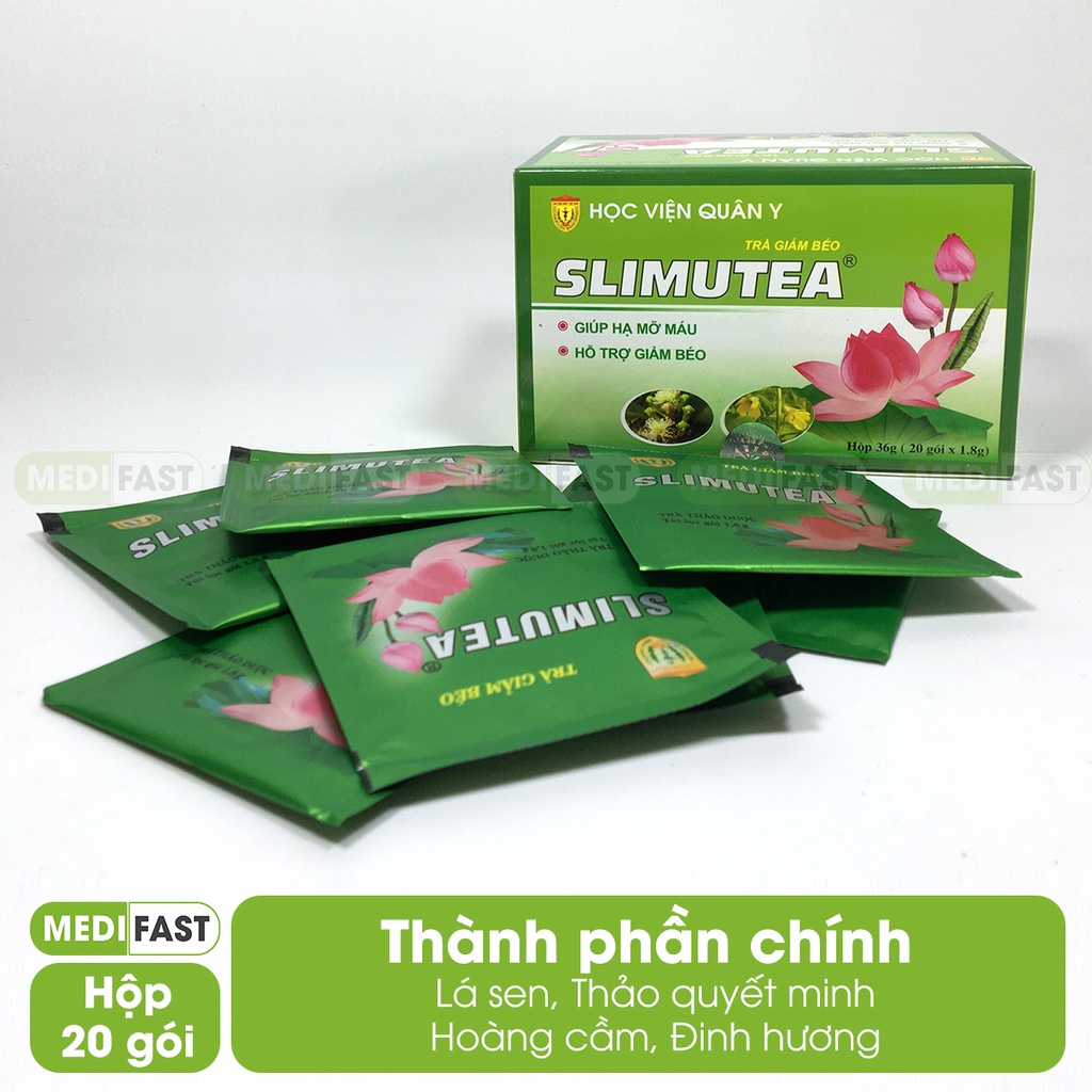 Trà giảm cân Slimutea - hộp 20 gói - Học viện quân y, từ lá sen và thảo dược