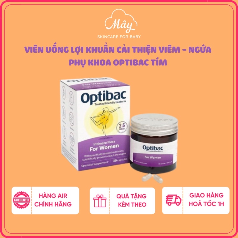 [Hàng Air]Viên uống lợi khuẩn vùng kín cho phụ nữ, mẹ bầu, sau sinh Optibac Tím