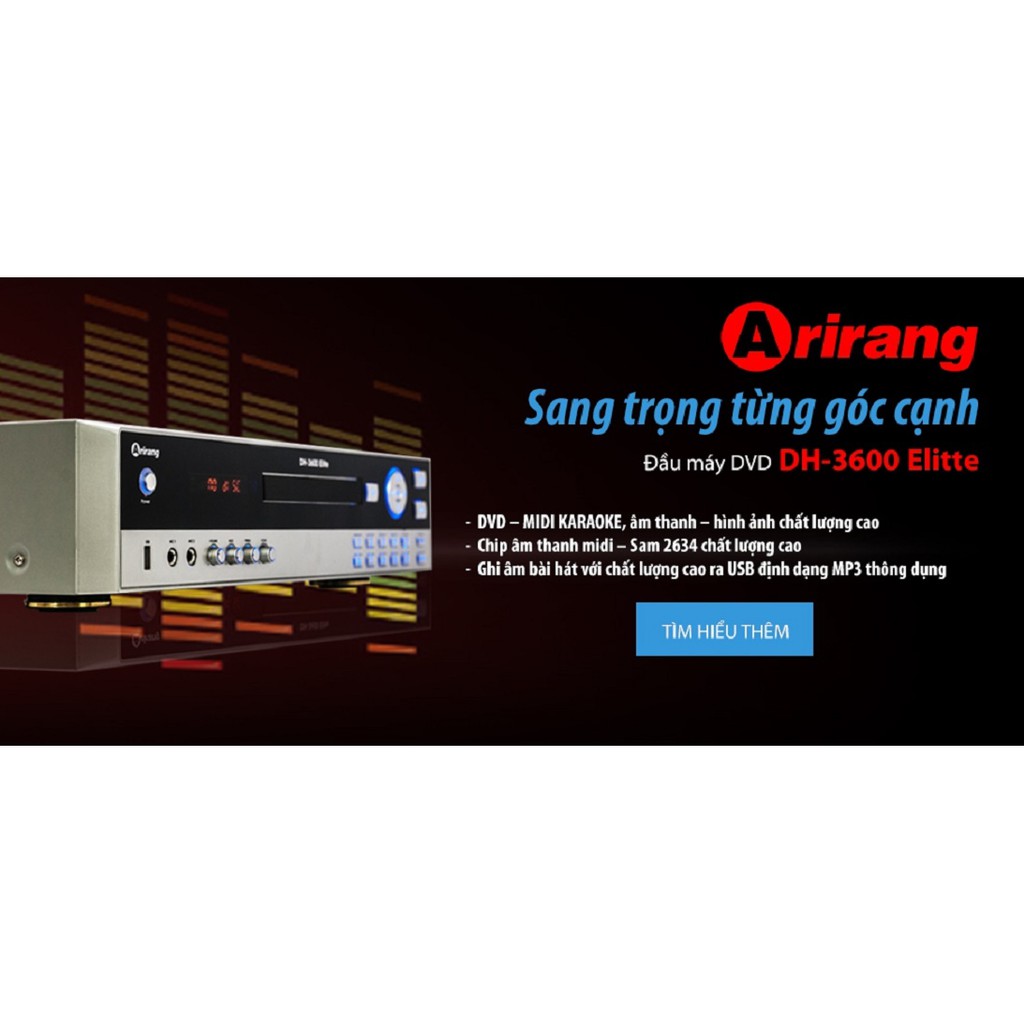 Máy Midi karaoke Arirang DH-3600Elite (tặng kèm 2 micro) - Hàng Chính Hãng