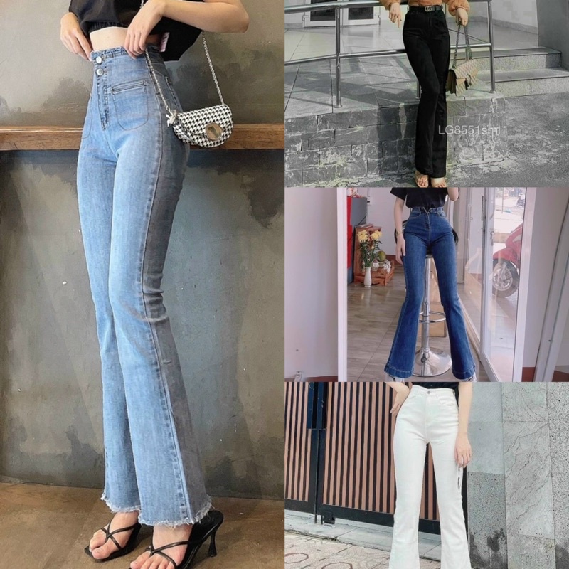 QUẦN JEAN NỮ ỐNG LOE CẠP CAO,CO GIÃN,GIÁNG DÀI