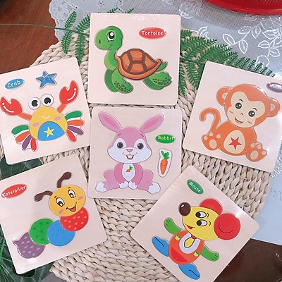 Đồ Chơi Xếp Hình, Lắp Ráp Tranh Ghép Gỗ 3D Nhiều Hình Ngộ Nghĩnh