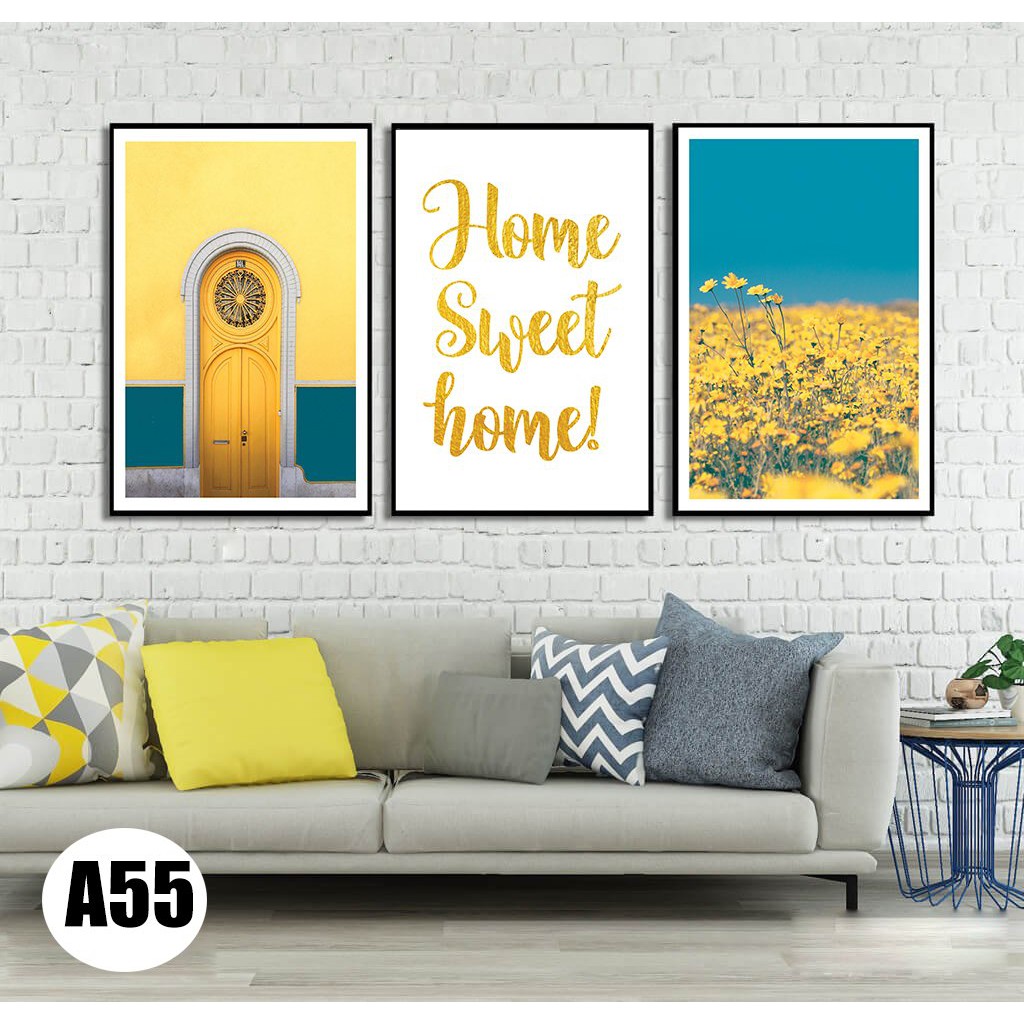 Tranh canvas home sweet home bộ 3 bức