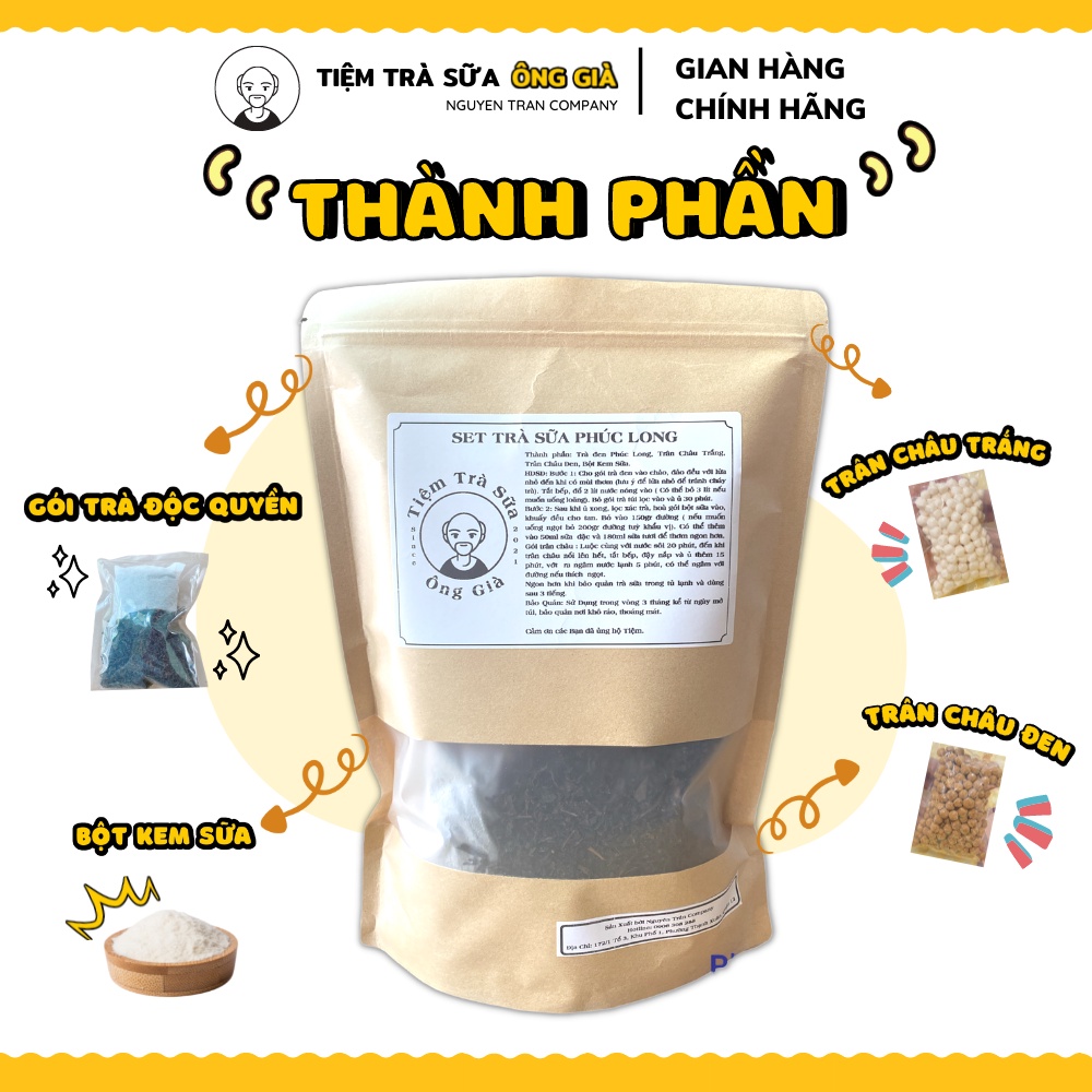 Set Nguyên Liệu Pha Trà Sữa Phúc Long Thượng Hạng TIỆM TRÀ SỮA ÔNG GIÀ