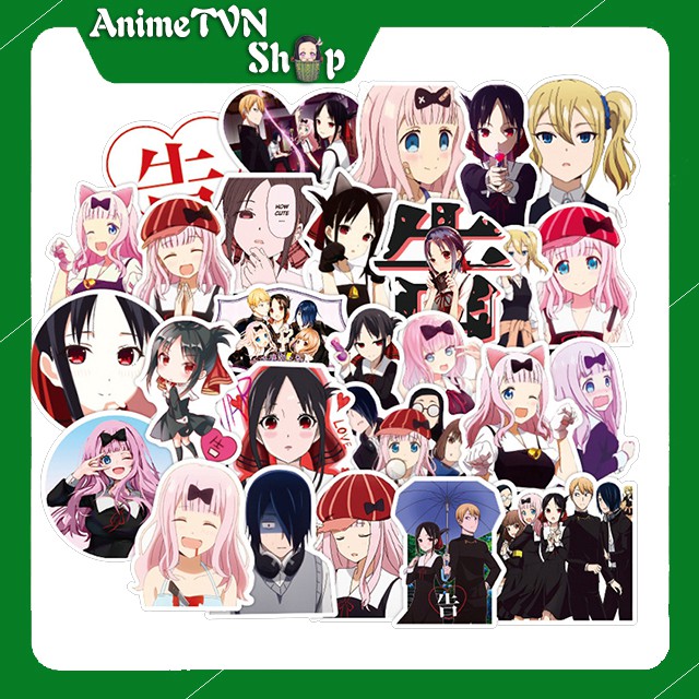 Miếng dán Sticker anime/manga Kaguya-sama wa Kokurasetai Tensai-tachi trọn bộ 50 hình - In rõ ràng sắc nét khó tróc