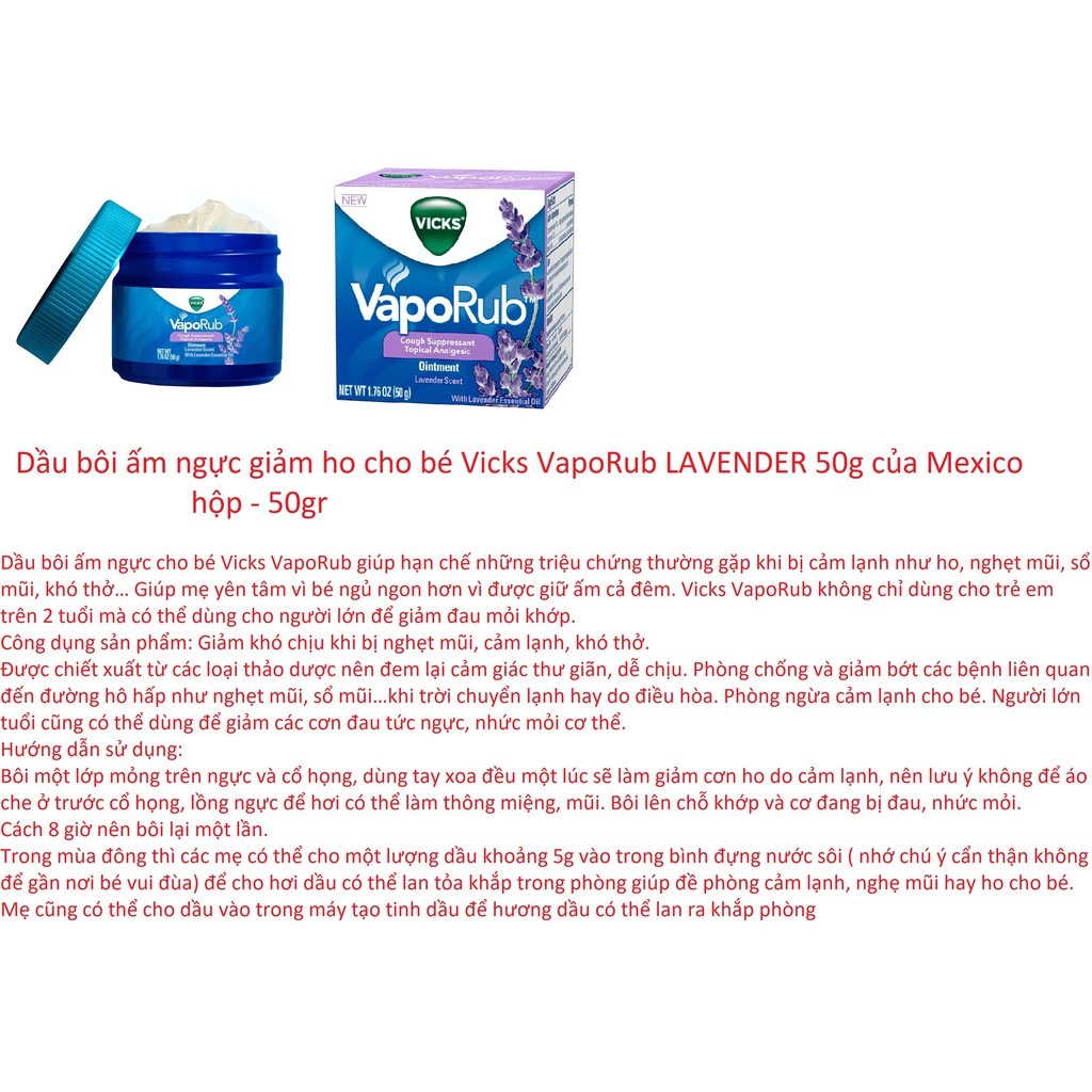 DẦU THOA ẤM NGỰC CHO BABY VAPORUB