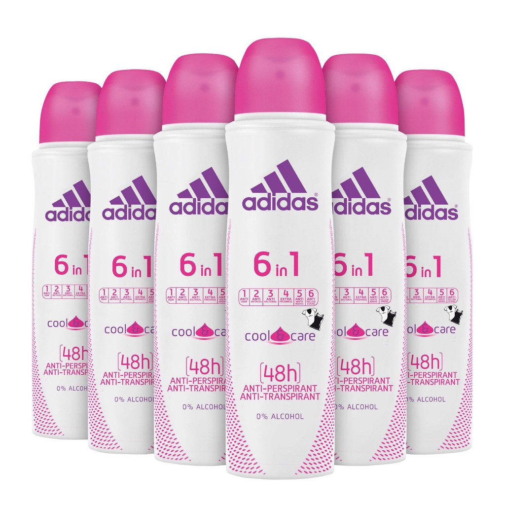 Xịt Khử Mùi Toàn Thân Nữ Ngăn Mồ Hôi Adidas 6 in 1 Cool & Care 150ml