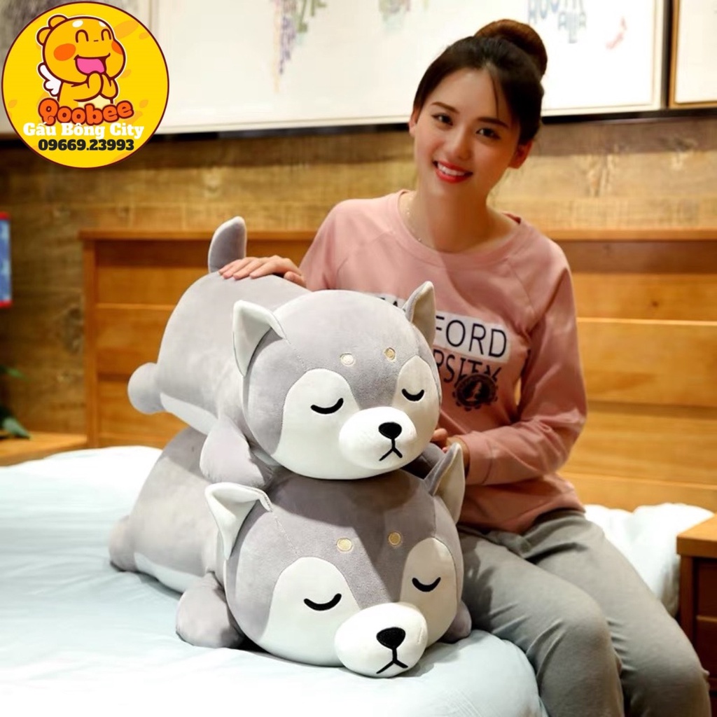 Gấu Bông Cho Bé Chó Bông Shiba Nằm Ngủ Siêu Dễ Thương