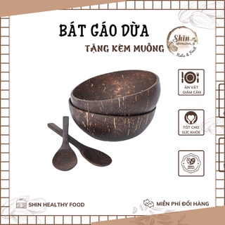 - chén / bát gáo dừa + muỗng gỗ dừa, hàng đẹp loại 1