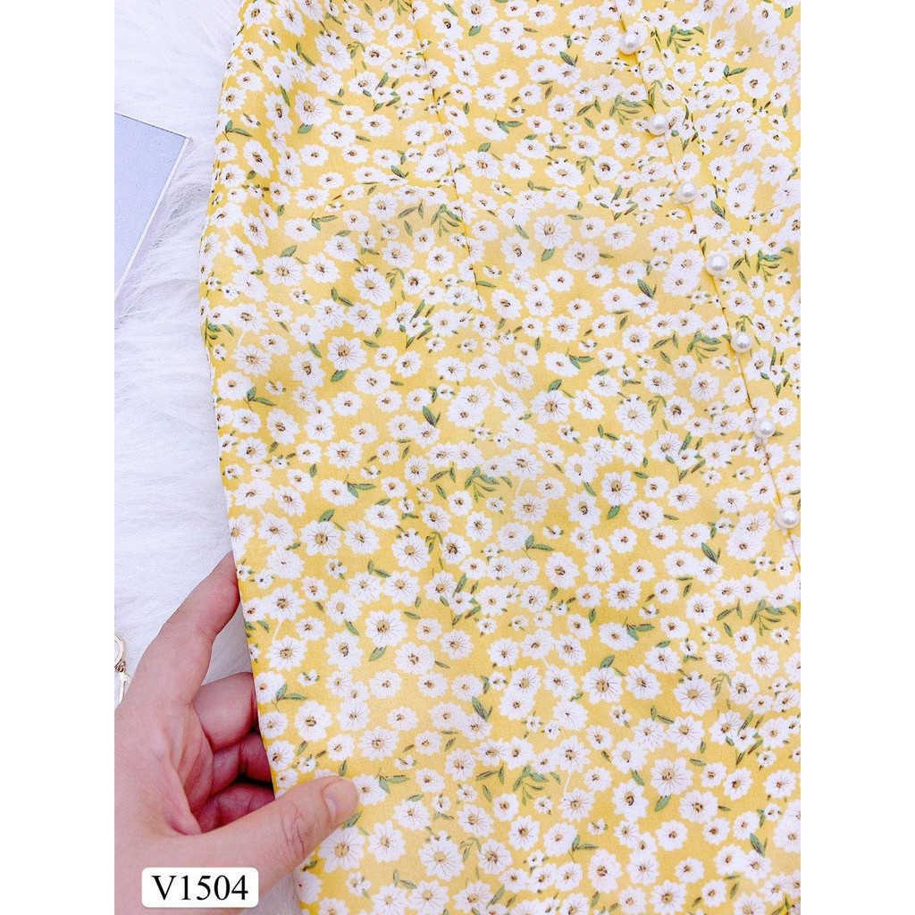 [BÁN LỖ VỐN - HÀNG SALE KHÔNG ĐỔI TRẢ]Đầm hoa vàng đuôi cá cổ tim nhúm eo phù hợp đi biển đi chơi V1504_Zin Boutique | BigBuy360 - bigbuy360.vn