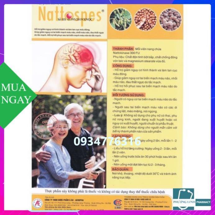[CHÍNH HÃNG MUA 1 TẶNG 1* ] Nattospes - Hộp 180 Viên - Tai Biến Mạch Máu Não