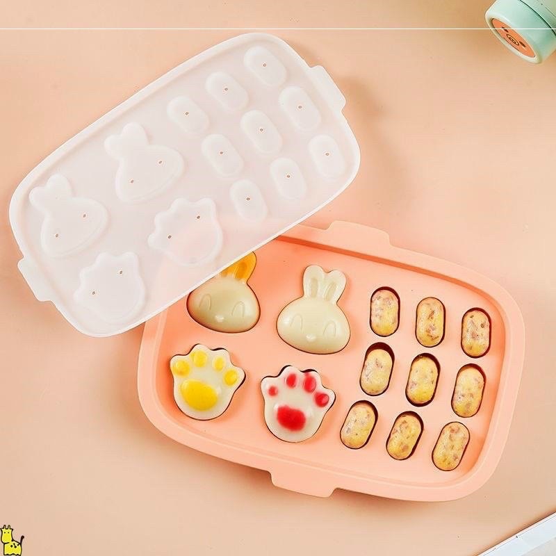 Khuôn silicone làm xúc xích và bánh ăn dặm cho bé, thiết kế đáng yêu hình thỏ và bàn chân