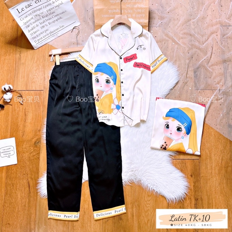 Đồ bộ đồ ngủ Pyjama Lụa Latin size 40-58kg