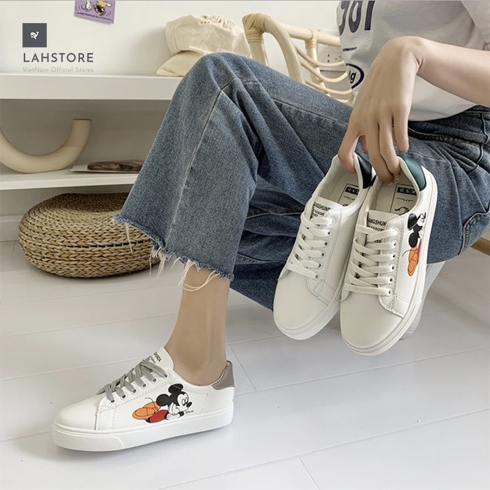 Giày sneaker nữ in hình chuột Mic LAHSTORE 2021 phong cách Hàn Quốc