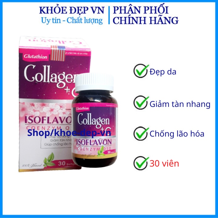 Viên uống đẹp da Collagen Isoflavon Coenzym Q10 tăng nội tiết tố nữ - Hộp 30 viên