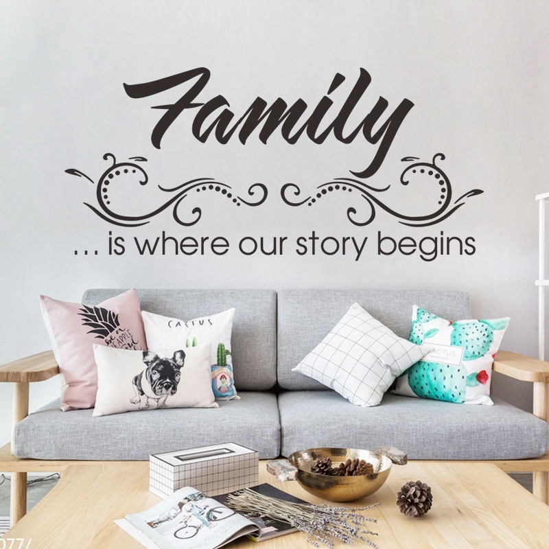 Decal Dán Tường Châm Ngôn Về Gia Đình Is Where Our Story 46x60cm