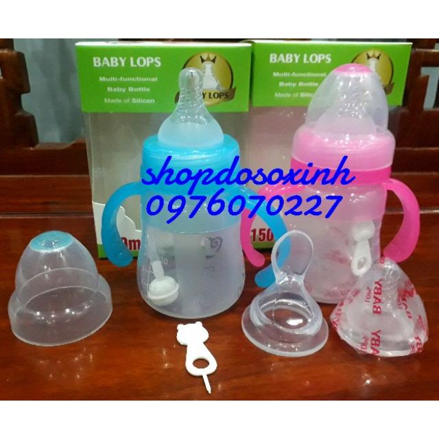 [Freeship đơn từ 150K] (Sỉ,lẻ)Bình sữa silicon BabyLops 150ml, 240ml tặng núm ti + núm thìa và dụng cụ thông vòi