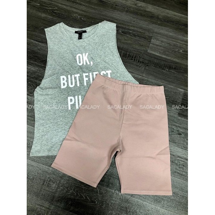 Set F21 Hồng Nude Xám Biker Lai Sóng - 3329