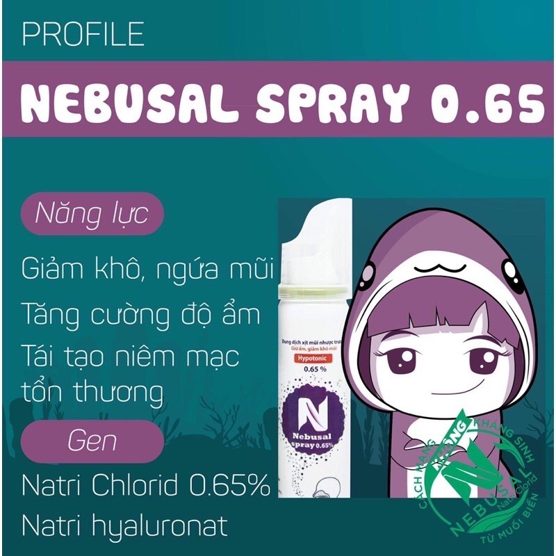 Nebusal Spray - Dung dịch nước muối biển dạng xịt, giúp vệ sinh mũi, giảm nghẹt mũi, sổ mũi, giúp vệ sinh tai