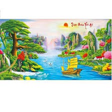 TRANH ĐÍNH ĐÁ PHONG CẢNH THUẬN BuỒM XUÔI GIÓ VS200 (162X73) CM