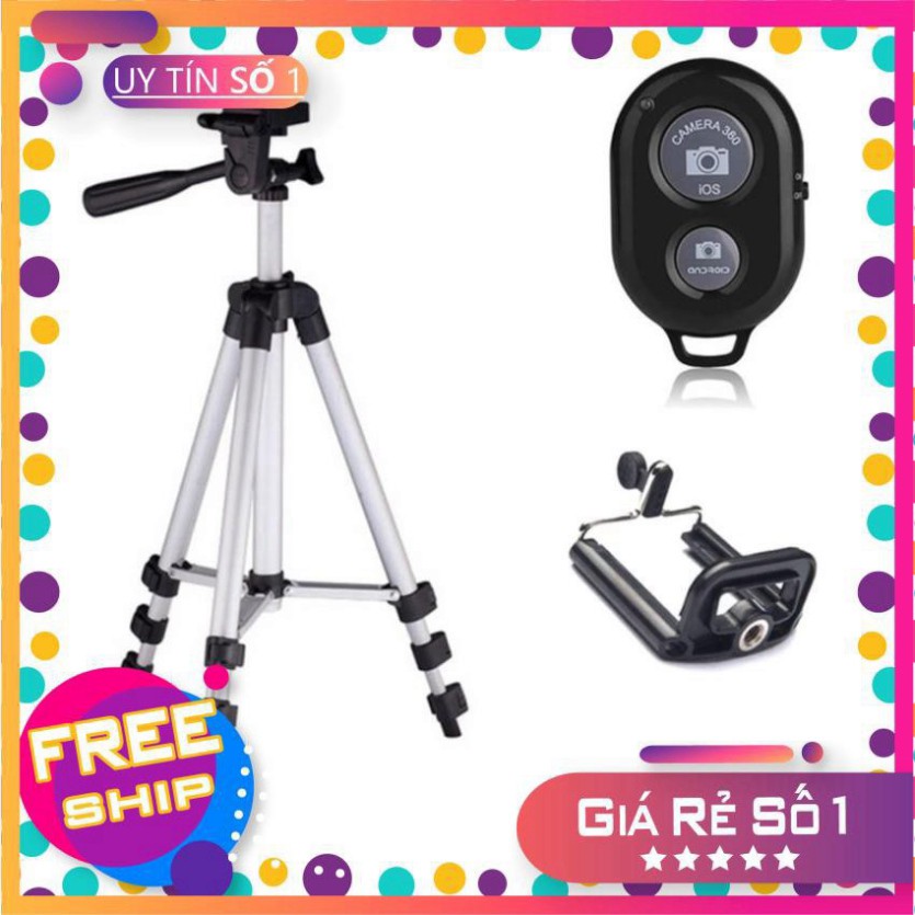 Bộ 1 Tripod  kèm 1 Giá đỡ điện thoại và 1 Remote | BigBuy360 - bigbuy360.vn