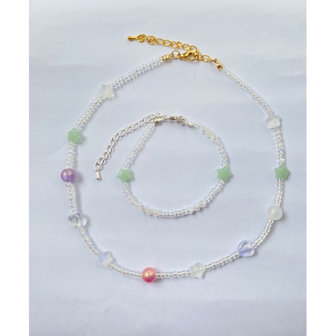 [Full set] Vòng cổ handmade hạt chiếu kiểu tiểu thư