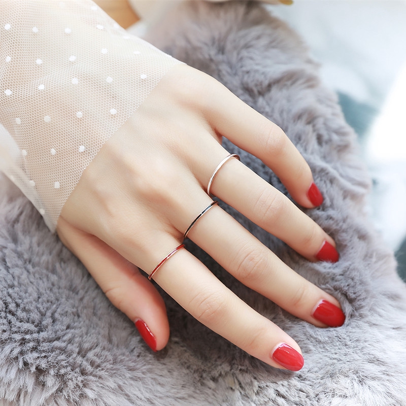 Nhẫn đôi màu vàng hồng / trắng / đen không gây dị ứng thời trang Âu Mỹ