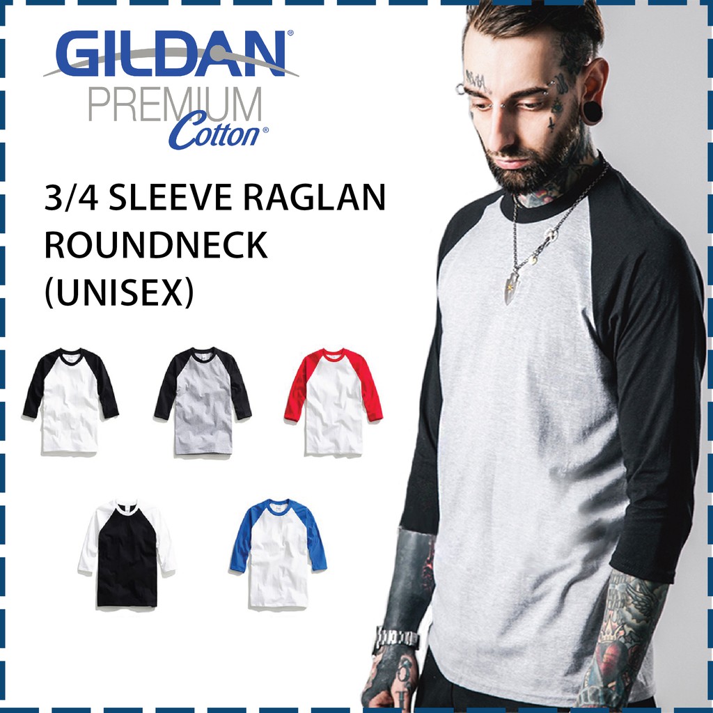 Gildan Raglan 3/4 Sleeve T-Shirts | Áo Bóng Chày Tay Lửng Gildan