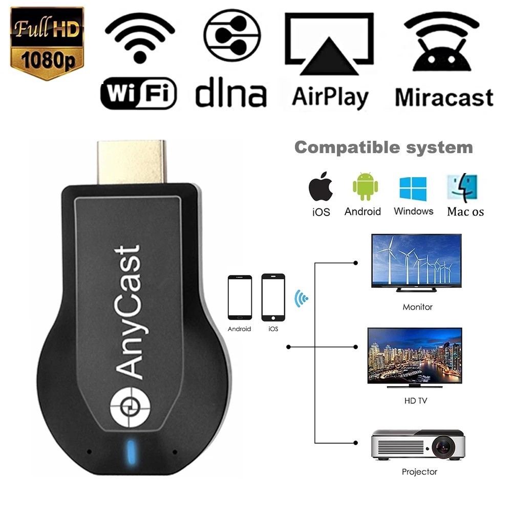 Anycast M2 Plus Smart Tv Hd Dongle Receptor Sem Fio Chromecast Para Display Tv Móvel Airplay Miracast Dongle Anycast Dongle Vara