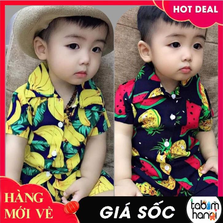 Bộ quần áo trẻ em vải lanh hoa quả - Bộ đồ cho bé trai và bé gái QATE223