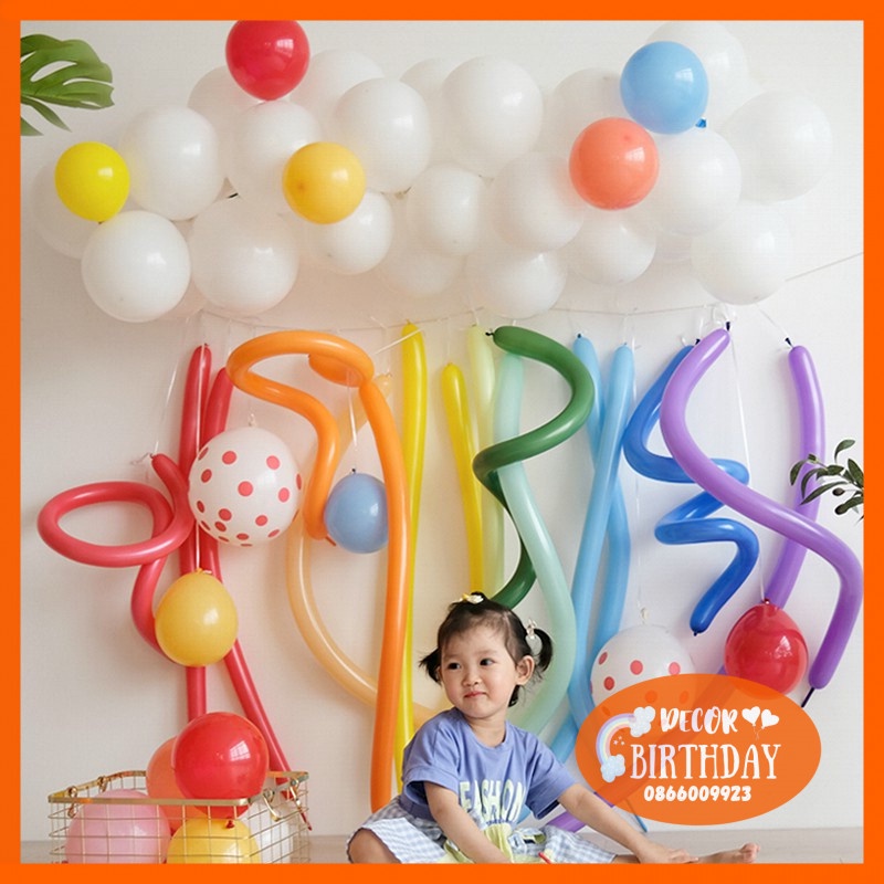 Set Sinh Nhật Hàn Quốc Mẫu Mới, Mẫu Bóng Giun Đẹp Lạ Mắt Dễ Trang Trí, Tặng Kèm Đồ Bơm Băng Dính Bóng HOT HOT HOT