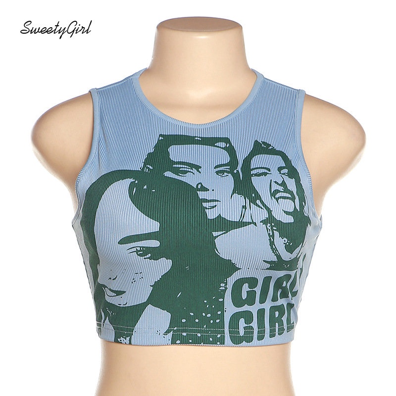 Áo Tank Top Cổ Tròn Màu Tương Phản Thời Trang 2022 Quyến Rũ Cho Nữ