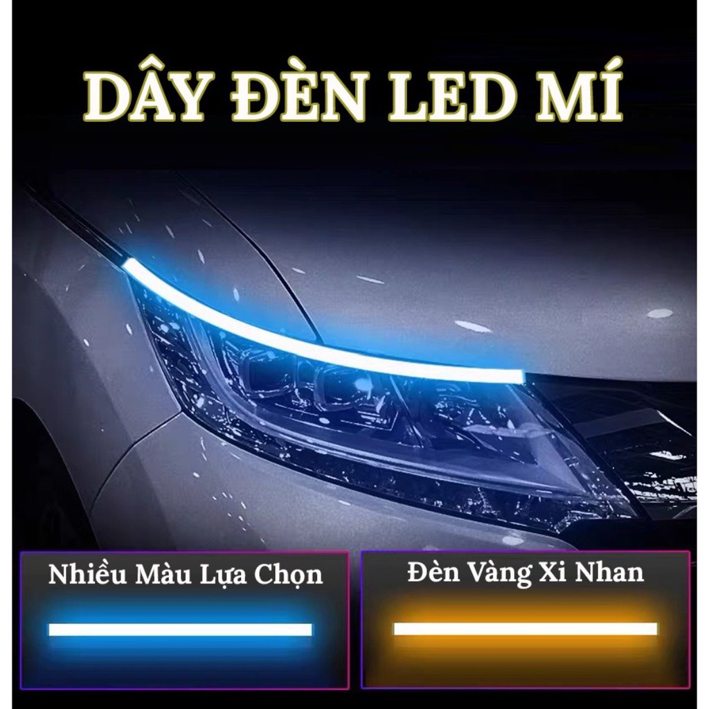 Đèn led mí ô tô xi nhan nháy đổi màu bộ 2 dây silicon dài 60cm