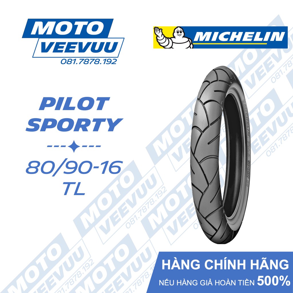 Lốp Michelin 80/90-16 TL/TT Pilot Sporty (Lốp không ruột)