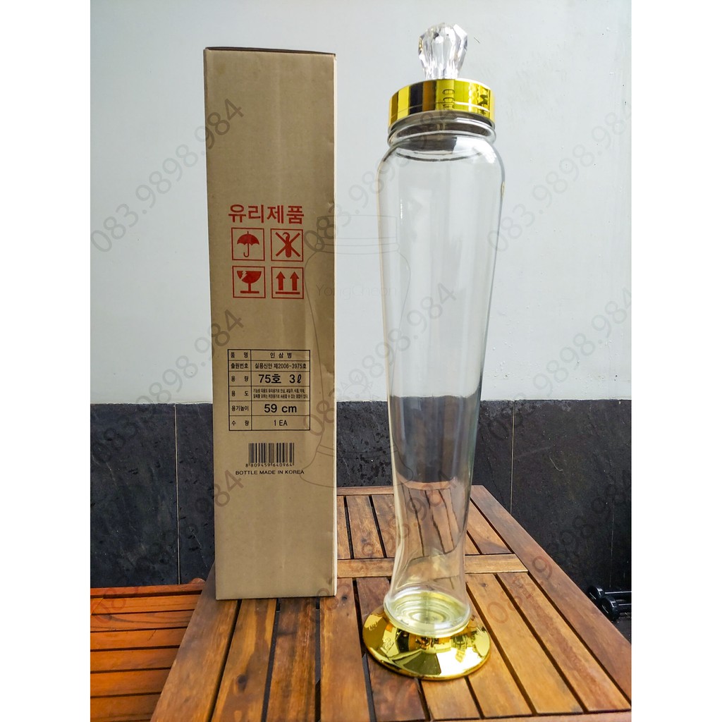 Bình thủy tinh Ngâm rượu 3L HÀN QUỐC YongCheon hình Trụ(Nắp có núm) No75. Hàng cao cấp - Phóng to sâm - Bảo vệ sức khỏe. | BigBuy360 - bigbuy360.vn