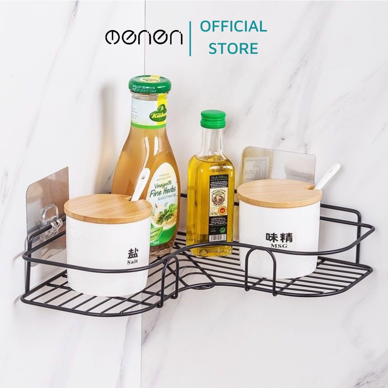 Kệ Góc, Giá Hình Chữ Nhật Đựng Đồ Gia Vị Nhà Bếp OENEN Dán Tường Siêu Dính Chất Liệu Sắt Không Gỉ Oenon