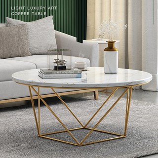 Bàn trà tròn mặt vân đá, bàn tròn, bàn sofa BAH011