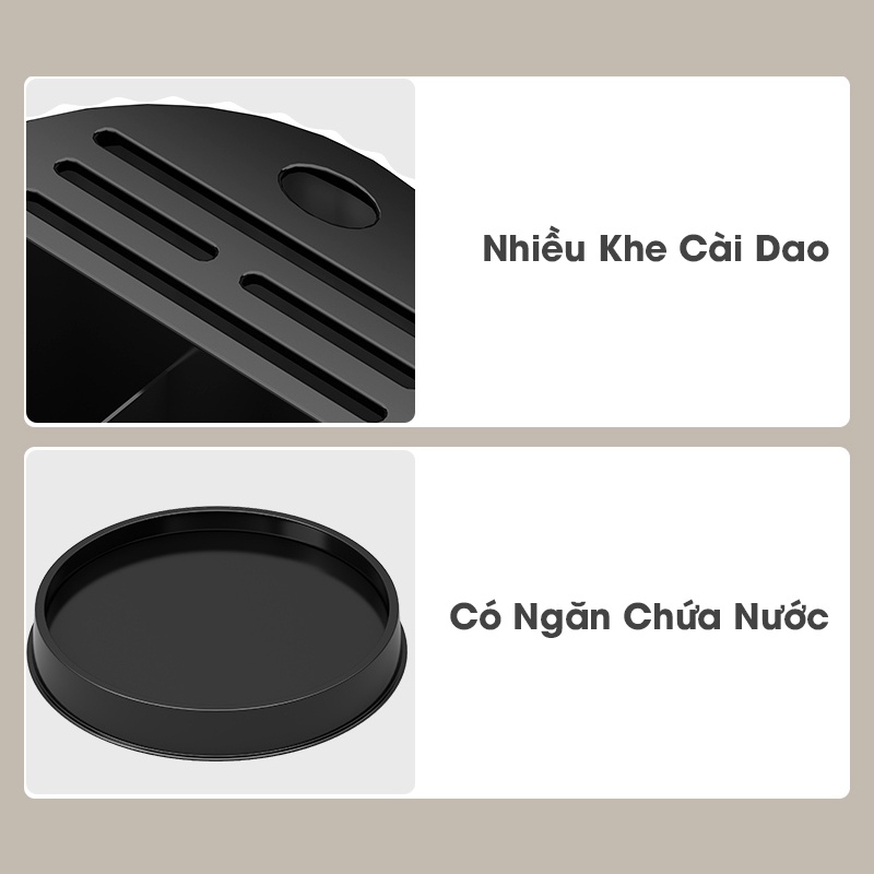 Ống Đựng Dao Đũa  Muỗng Cao Cấp, Hôp Đựng Đũa Xoay 360* Có Khay Hứng Ráo Nước Tháo Rời Canashop