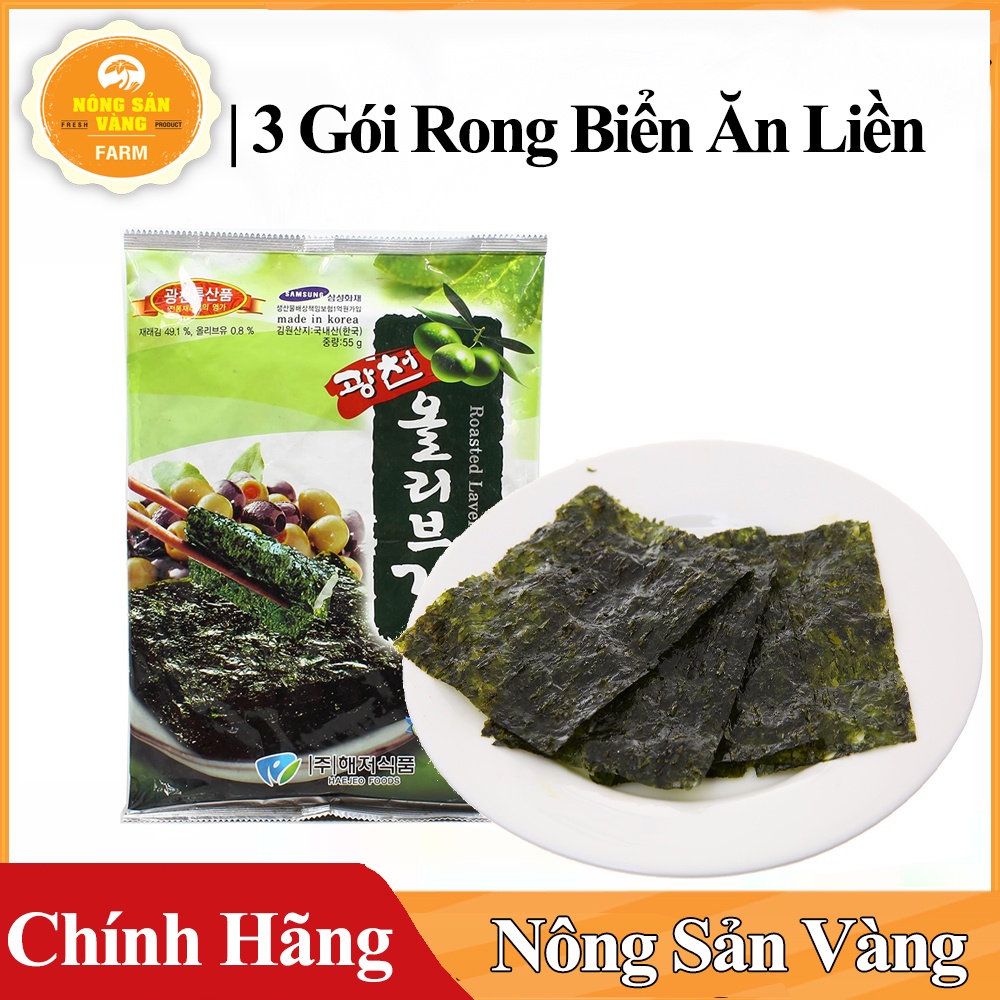 RONG BIỂN ĂN LIỀN OLIVE OIL SEASONED LAVER HÀN QUỐC - LỐC 6 GÓI - TẢO BIỂN